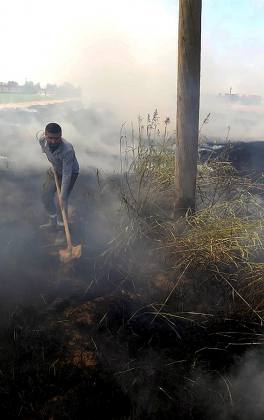 Sanliurfada tarlada aniz yakilmasi elektrik direklerine zarar verdi 1
