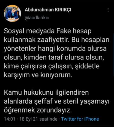 Kırıkçı’dan ‘Fake’ Hesap Tepkisi: Kınıyorum 6 WhatsApp Image 2021 09 18 at 14.16.13