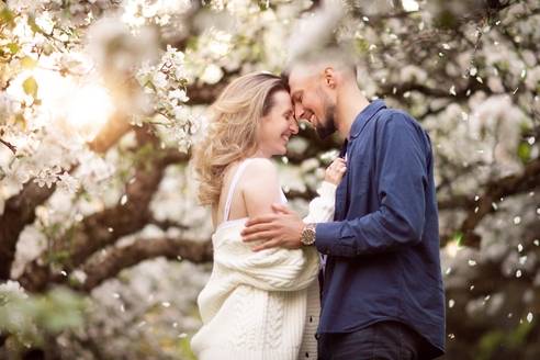 a young guy looks at his girlfri