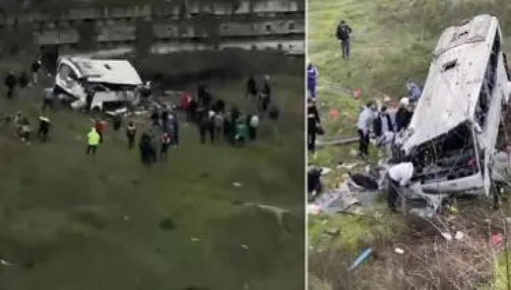 Servis aracı şarampole yuvarlandı. 5 ölü, 6 yaralı